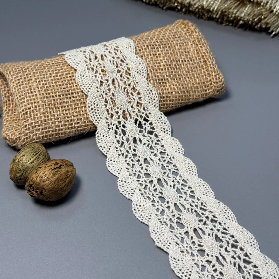 Мереживо макраме "Мелодія шовку" 5,5 см (1м.), бежевий