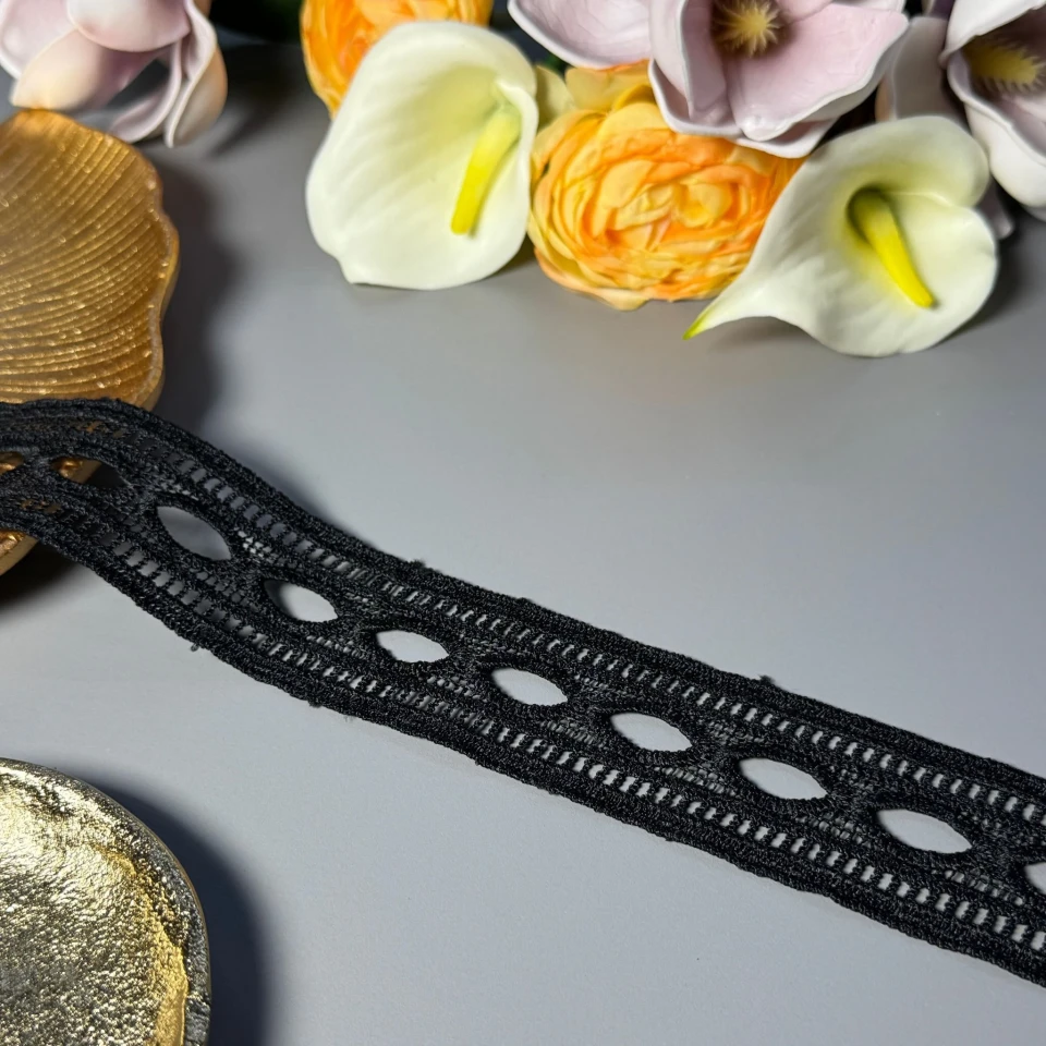 Мереживо поліестер ВВ"Світло тиші" 4 см.(1 м.), чорний