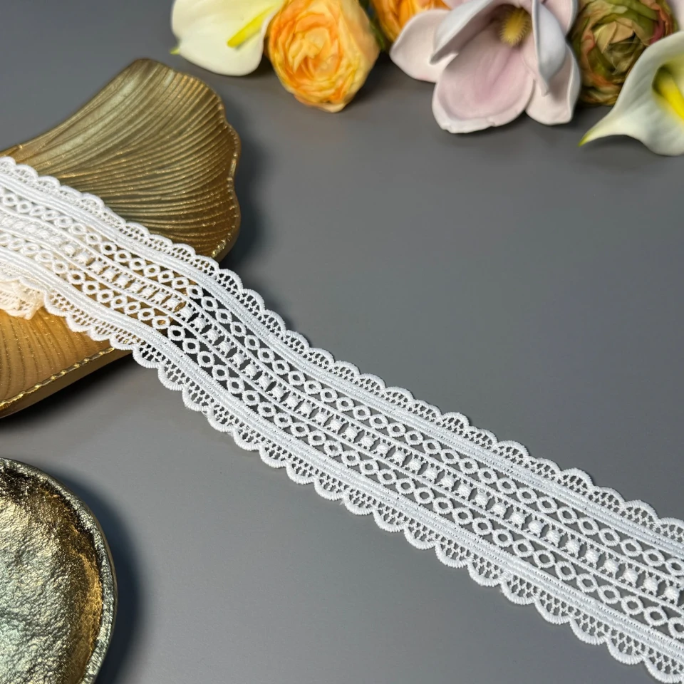 Мереживо поліестер ВВ"Перлинна вуаль" 5 см.(1 м.), теплий білий