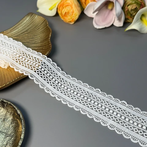 Мереживо поліестер ВВ"Перлинна вуаль" 5 см.(1 м.), теплий білий