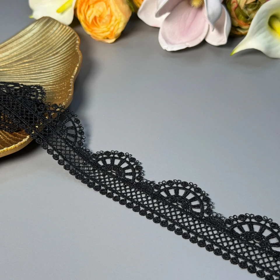 Мереживо поліестер ВВ"Стильний акцент" 4,5 см.(1 м.), чорний