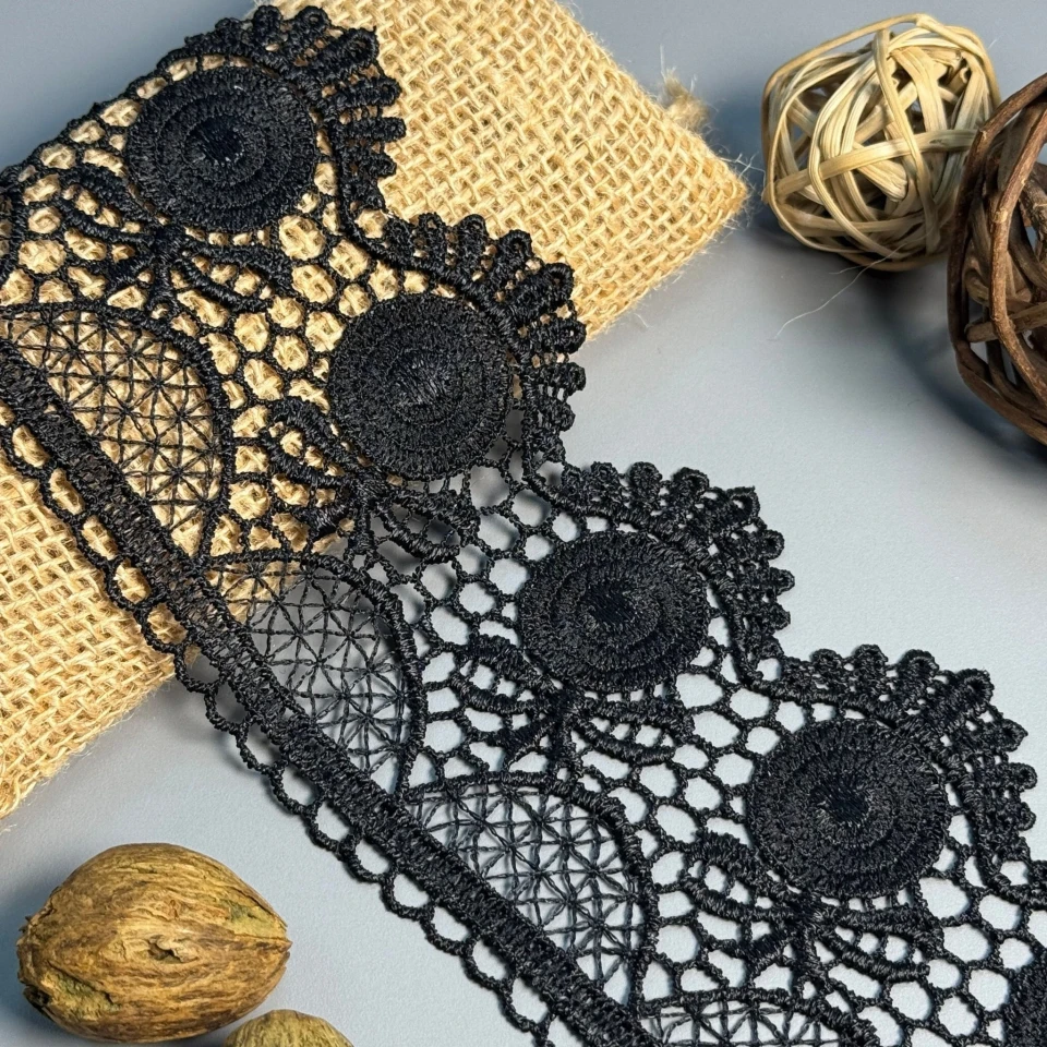 Мереживо поліестер "Шовкова аура"8 см.(1 м.), чорний