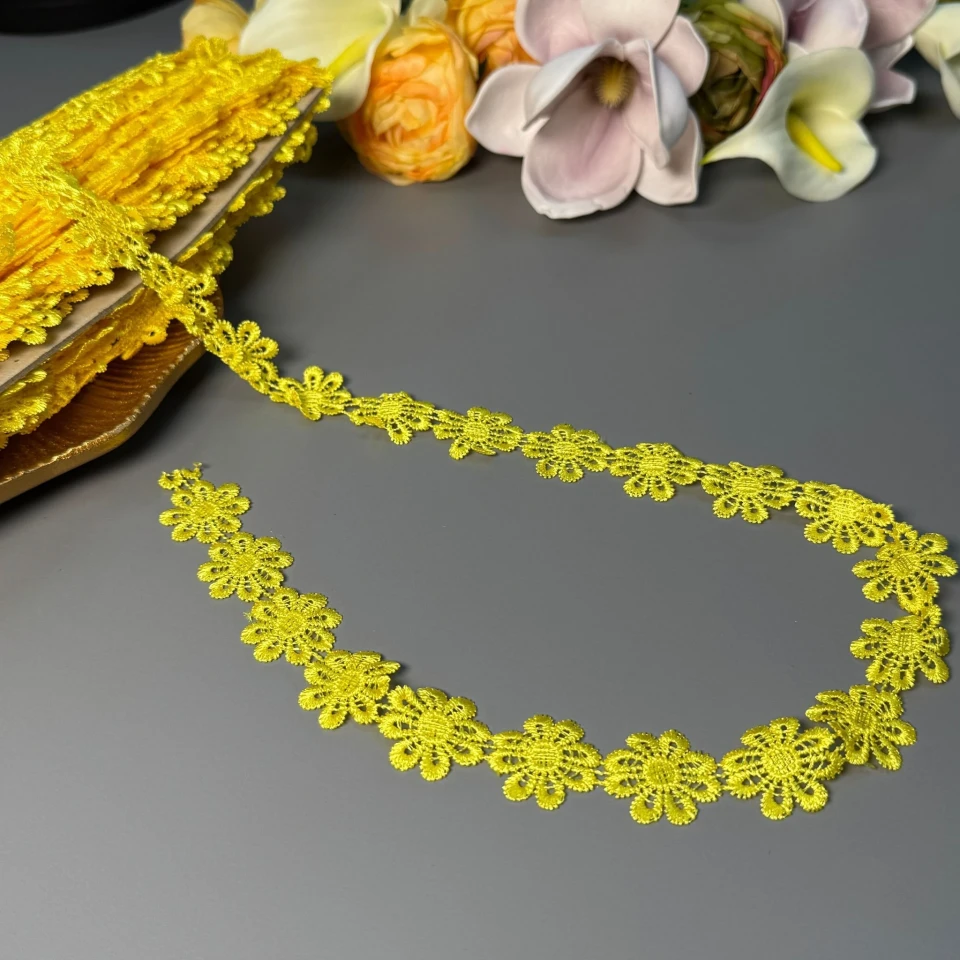 Мереживо поліестер ВВ"Квіткова перлина" 2,5 см.(1 м.), 143 жовтий