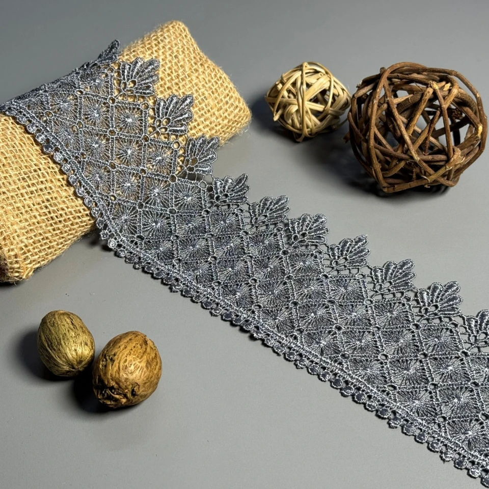 Мереживо поліестер "Білий політ" 9 см.(1 м.), сірий (19 метрів)