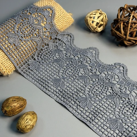 Мереживо поліестер "Ніжний подих" 11,5 см.(1 м.), сірий