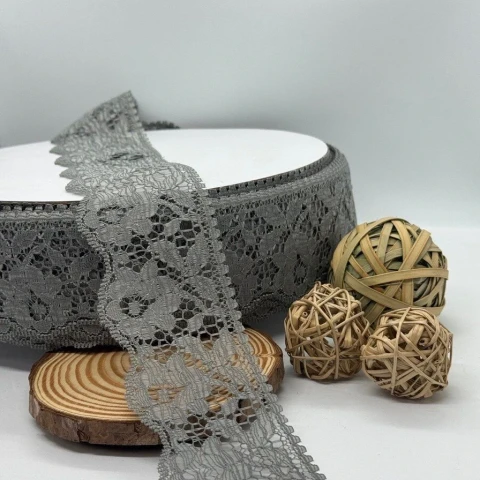 Мереживо поліестр кольорове «Квітка спокуси» 6 см (1 м.), 6 сірий