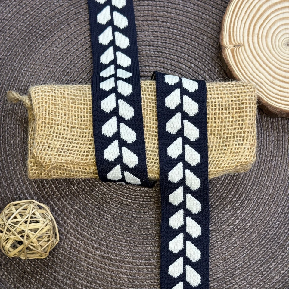 Трикотажний лампас Сердечка 3.5 см (1 м), C:7 темно синій