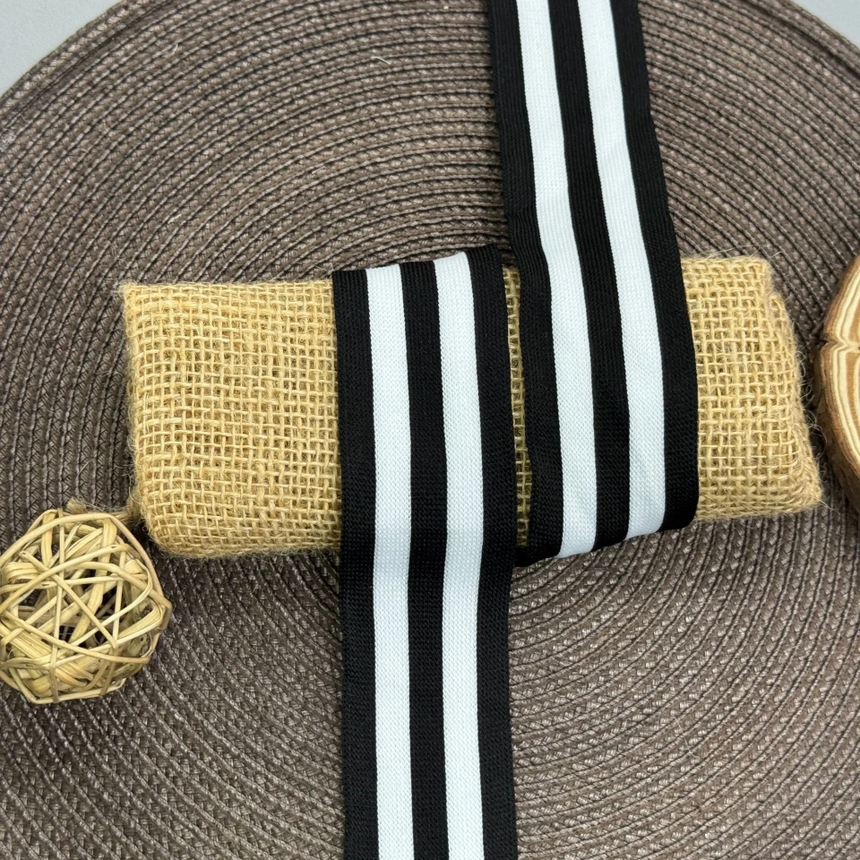 Трикотажний лампас Спорт 4 см (1 м), чорний+білий 5