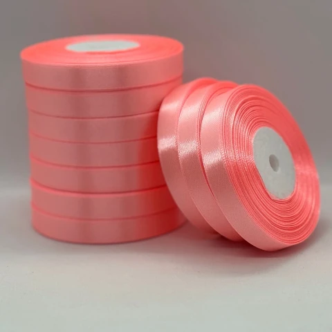 Атласна стрічка 1.2 см (33 м.), 89 світлий персик