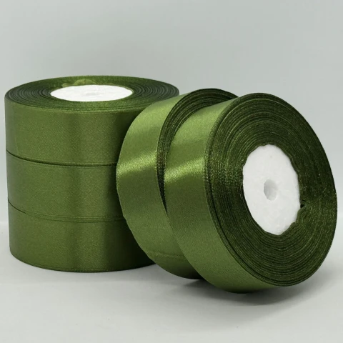 Атласна стрічка 2.5 см (33 м.), 113 блідо-оливковий