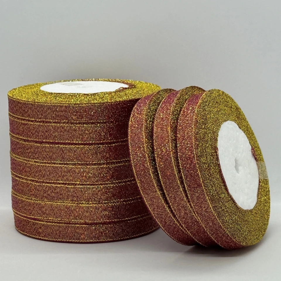 Тасьма парчева 1,2 см (25 ярдів/22,75 м.), 59 червоний + золото