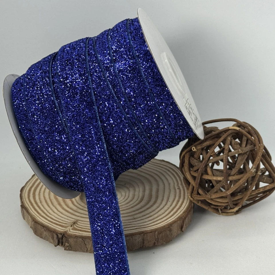 Оксамитова стрічка люрекс 2 см (25 ярдів/22,75 м.), 26 темний синій