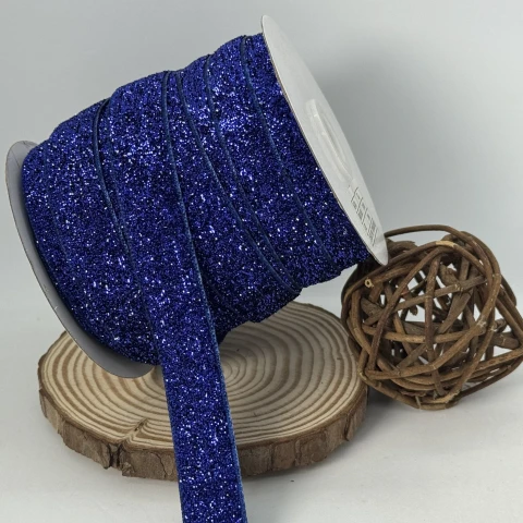 Оксамитова стрічка люрекс 2 см (25 ярдів/22,75 м.), 26 темний синій