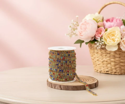 Цепі камні кольорові (10 ярдів), золото