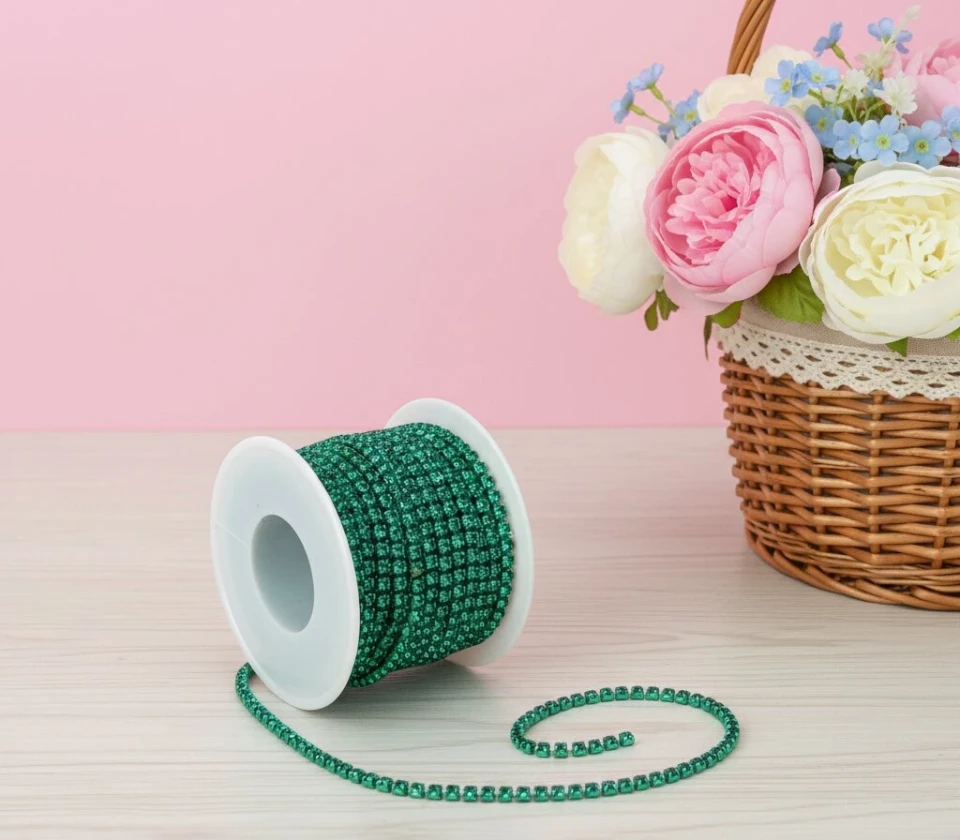 Цепі камні ss 8 2.5 мм (10 ярдів), зелений