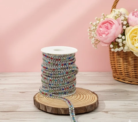 Цепі камні кольорові (10 ярдів), срібло