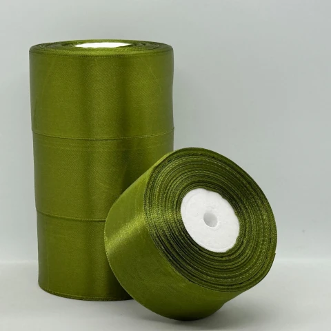 Атласна стрічка 5 см (33 м.), 61 зелений папороть