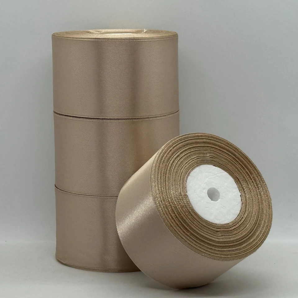 Атласна стрічка 5 см (33 м.), 173 темний бежевий