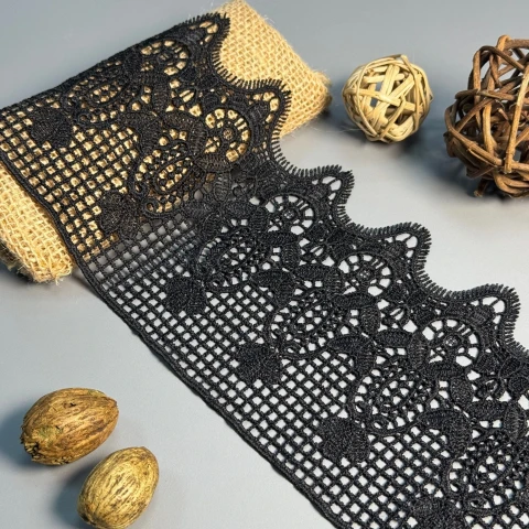 Мереживо поліестер "Ніжний подих" 11,5 см.(1 м.), чорний