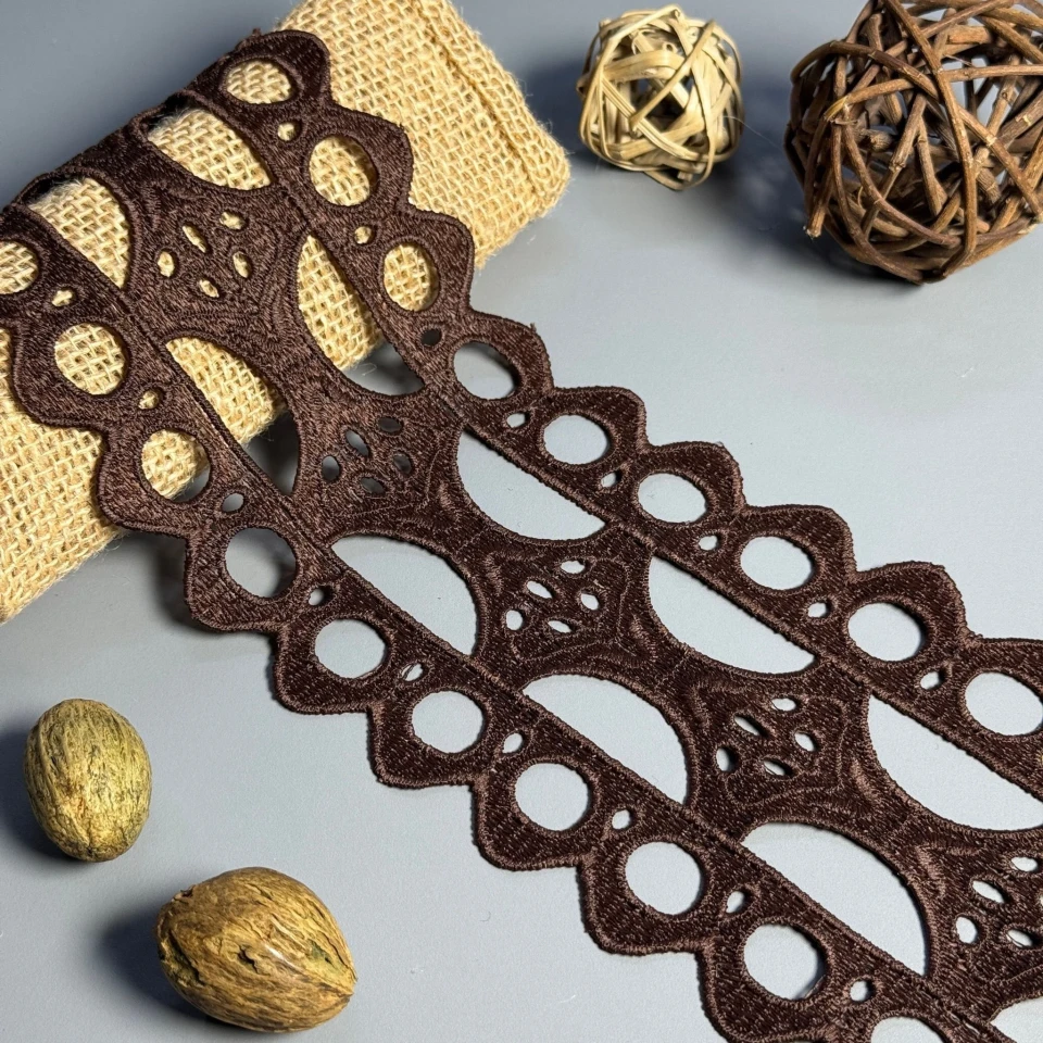 Мереживо поліестер "Перлинна хвиля" 10 см.(1 м.), коричневий (19 метрів)