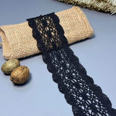 Мереживо макраме "Мелодія шовку" 5,5 см (1м.), чорний