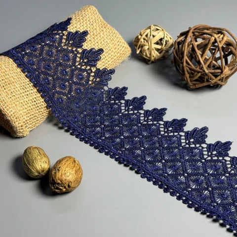 Мереживо поліестер "Білий політ" 9 см.(1 м.), синій (19.5 метрів)