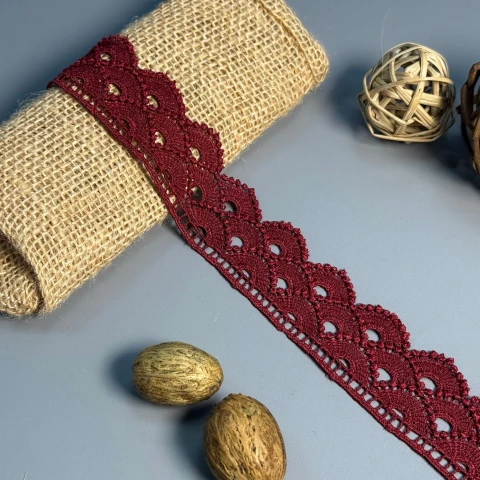 Мереживо поліестер "Ніжна гармонія" 4 см.(1 м.), бордовий (19.7 метрів)