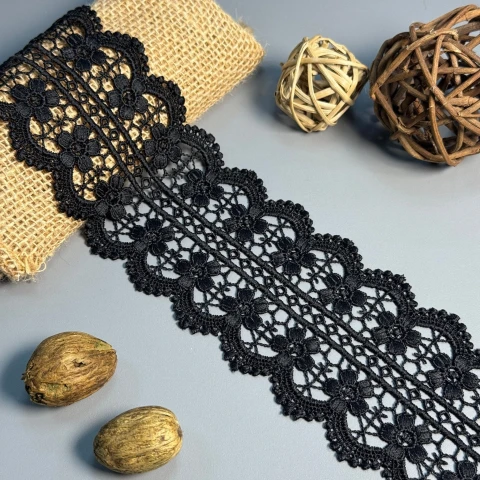 Мереживо поліестер "М'який бриз" 7 см.(1 м.), чорний