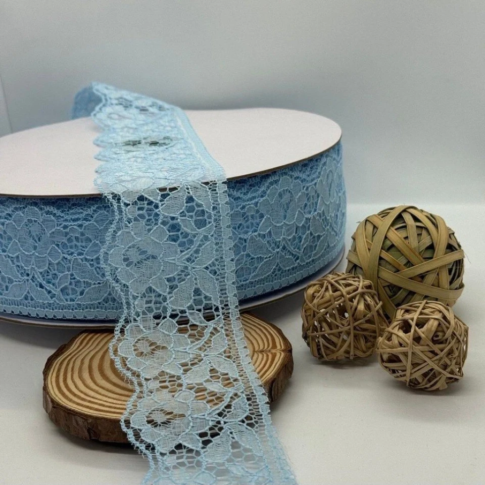 Мереживо поліестр кольорове «Квітка спокуси» 6 см (1 м.), 7 блакитний