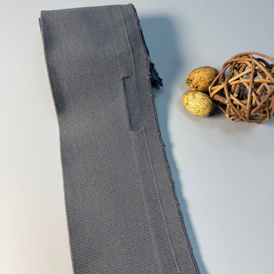 Трикотажний пояс довяз однотонний (8.5см*90 см), темний сірий