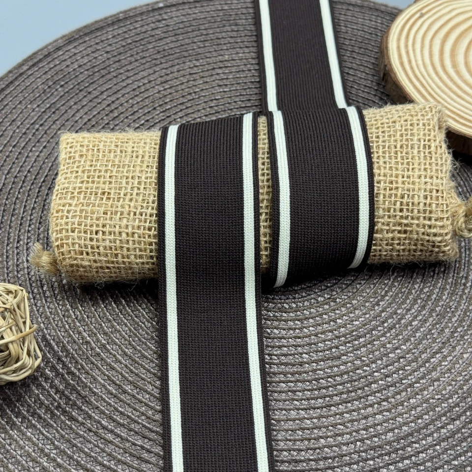 Трикотажний лампас Декор 4 см (1 м), білий+коричневий