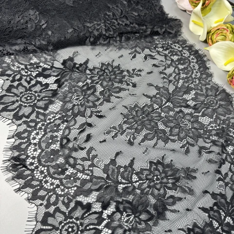 Мереживо французьке «Jardin Secret»41 см. (купон 3 м.), чорний