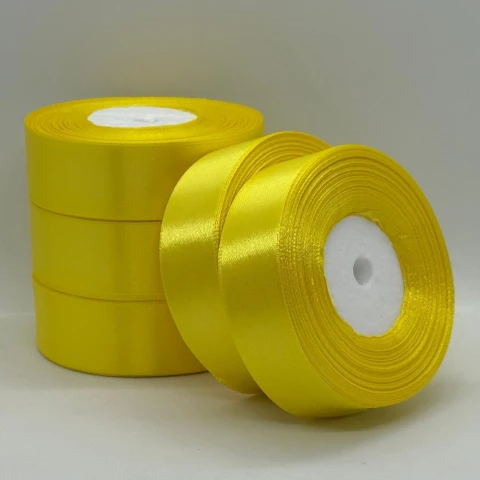 Атласна стрічка 2.5 см (33 м.), 143 світлий жовтий