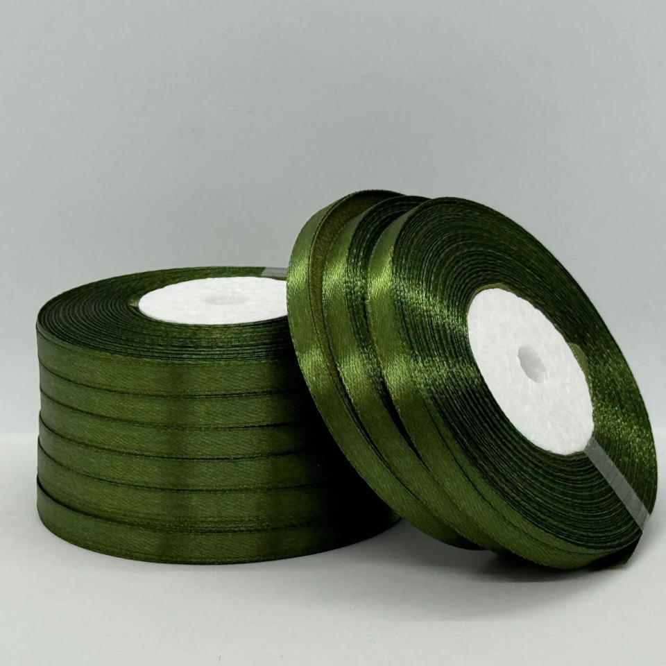 Атласна стрічка 0.6 см (33 м.), 113 блідо-оливковий