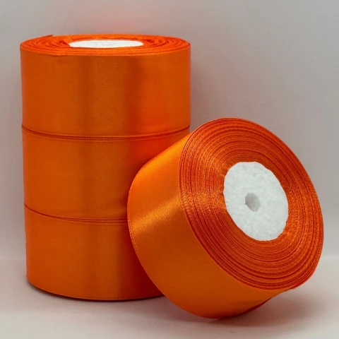 Атласна стрічка 4 см (33 м.), 144 сигнально-помаранчевий