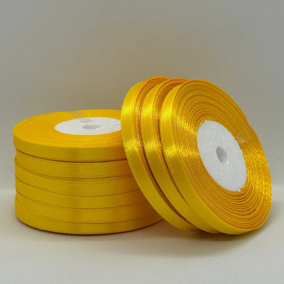 Атласна стрічка 0.6 см (33 м.), 132 жовтий