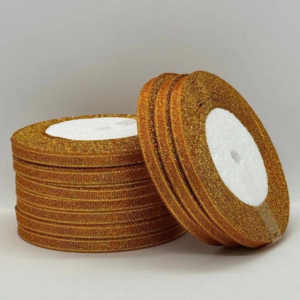 Тасьма парчева 0,6 см (25 ярдів/22,75 м.), 24 помаранчевий + золото