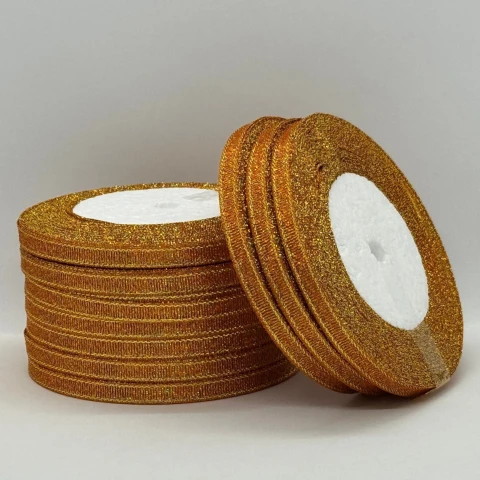 Тасьма парчева 0,6 см (25 ярдів/22,75 м.), 24 помаранчевий + золото