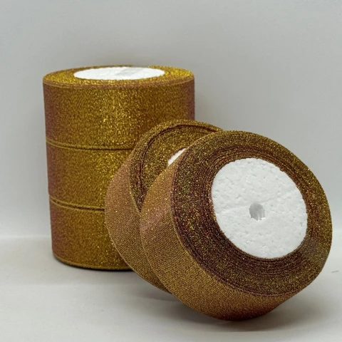 Тасьма парчева 4 см (25 ярдів/22,75 м.), 59 червоний + золото