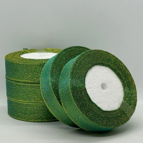 Тасьма парчева 2,5 см (25 ярдів/22,75 м.), 47 бірюза + золото