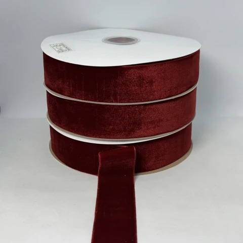 Оксамитова стрічка 3.8 см (25 ярдів/22,75 м.), 43 бордовий