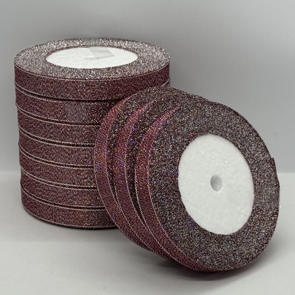 Тасьма парчева 1,2 см (25 ярдів/22,75 м.), 28 баклажан + срібло