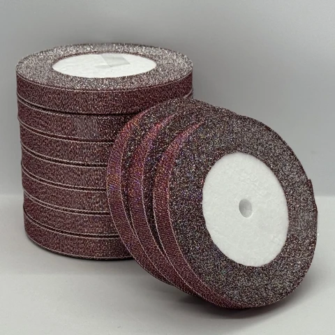 Тасьма парчева 1,2 см (25 ярдів/22,75 м.), 28 баклажан + срібло