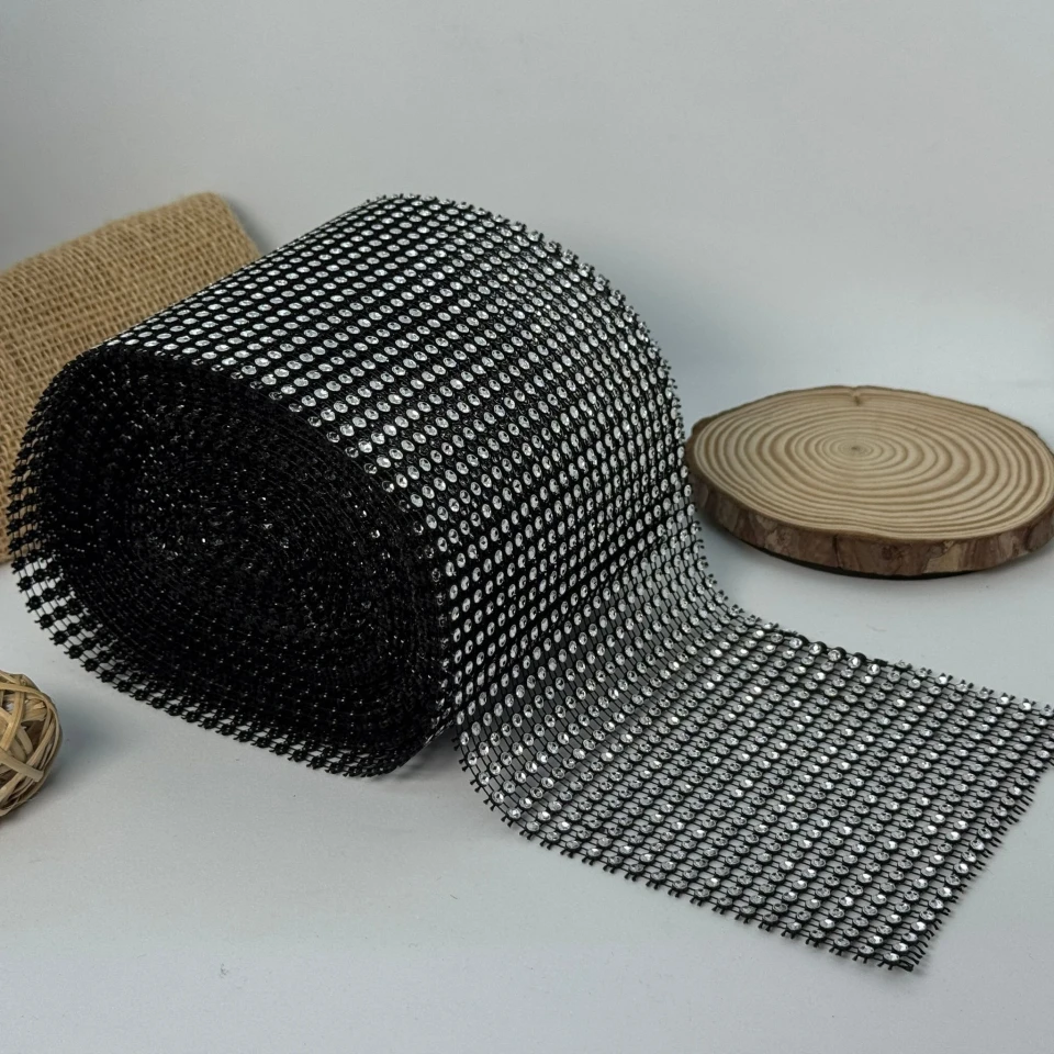 Тасьма імітація 24 ряда 12 см (10 ярдів/9,14 м.), чорний + срібло