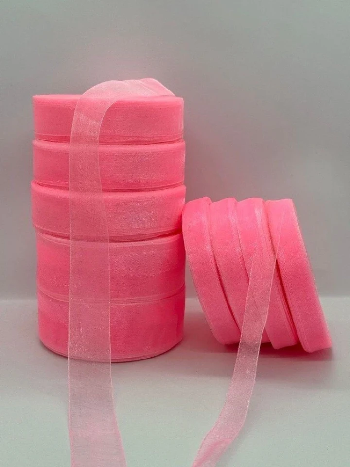 Стрічка органза 4 см (45 м.), 1005 рожевий