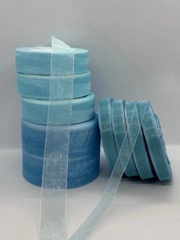 Стрічка органза 4 см (45 м.), 1093 блакитний