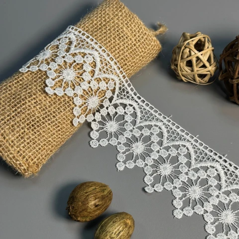 Мереживо поліестер "Молочна перлина" 6,5см.(1 м.), молочний