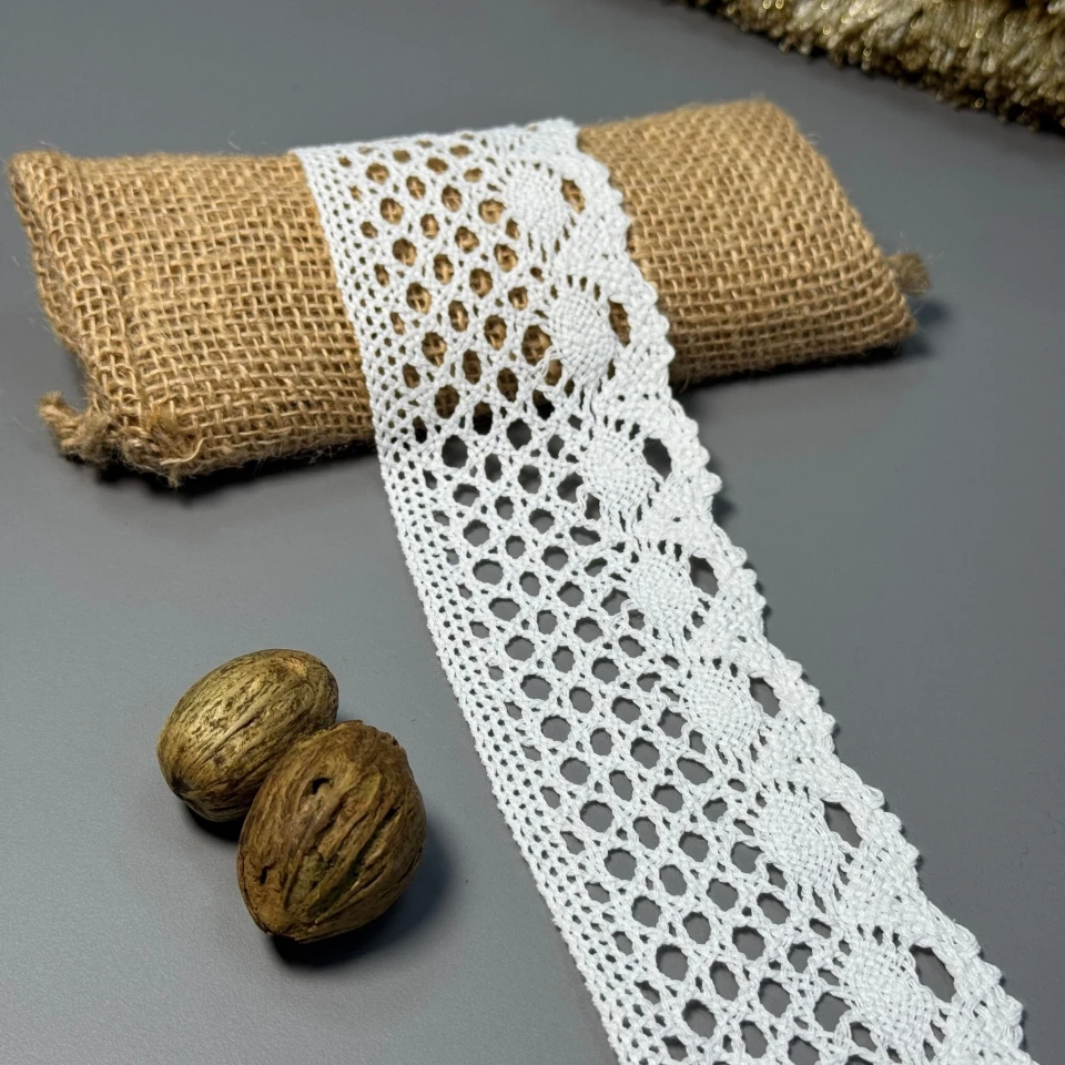 Мереживо макраме "Лінія спокою" 6 см (1м.), молочний