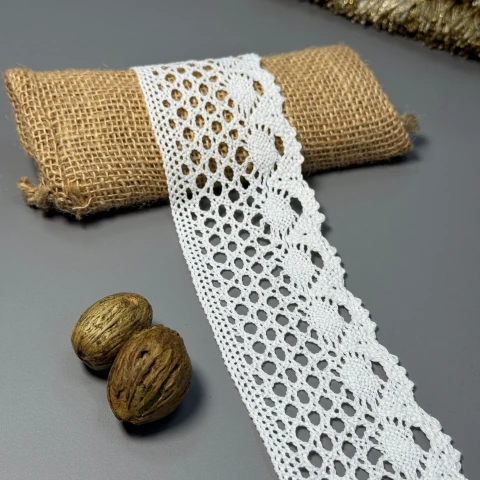 Мереживо макраме "Лінія спокою" 6 см (1м.), молочний