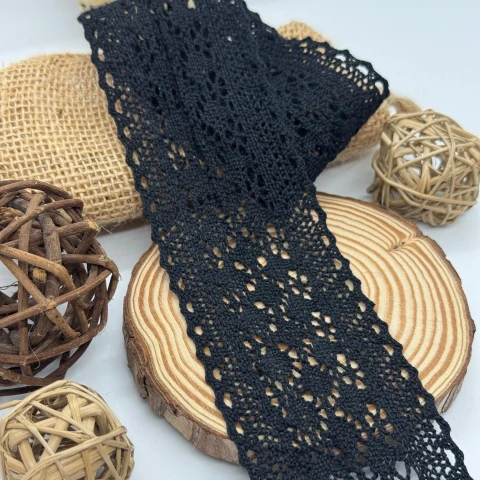 Мереживо макраме "Ранкова лагідність" 6 см. (1 м), чорний